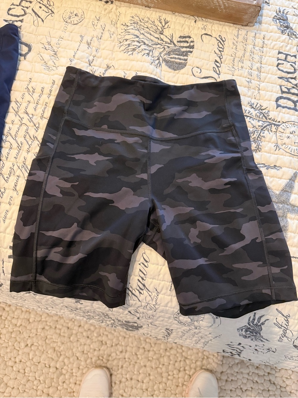 Athleta Charcoal Camo High-Waist Biker Shorts